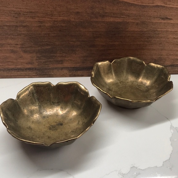 Vintage Other - Vintage Brass Flower Petal Shaped Bowls Set Of Two